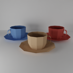 3d Teacup And Saucer LOW POLY DIY Model Template In Pdf, Dxf And Svg Format