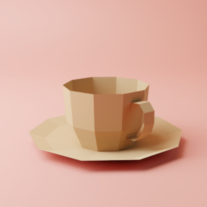 3d Teacup And Saucer LOW POLY DIY Model Template In Pdf, Dxf And Svg Format