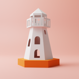 3d Light House paper craft DIY Model TEMPLATE In Pdf, Dxf And Svg Format, Kids Crafting Activities, Paper Models