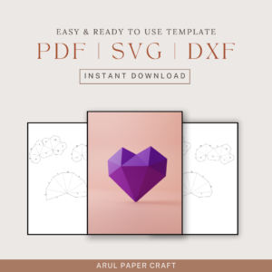 3D Heart lowpoly DIY model template – pdf, dxf & svg format – FREE!