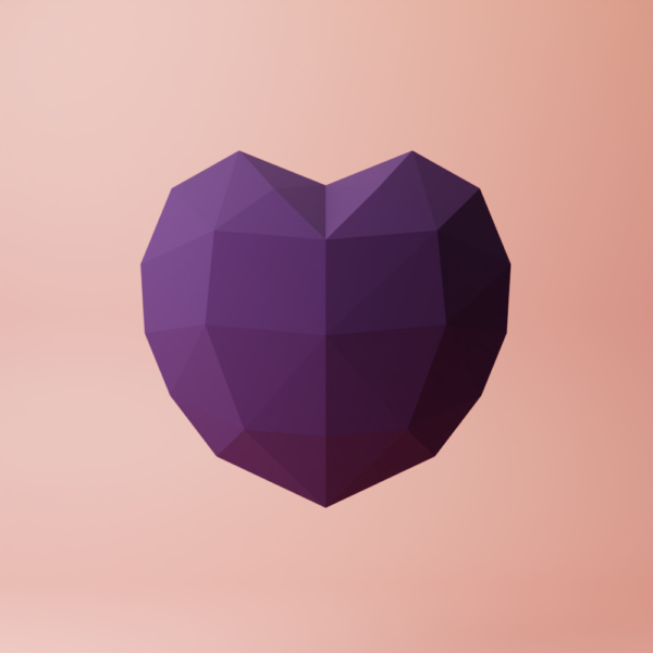 heart lowpoly papercraft template