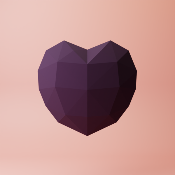 heart lowpoly papercraft template