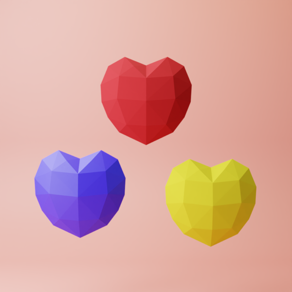 heart lowpoly papercraft template