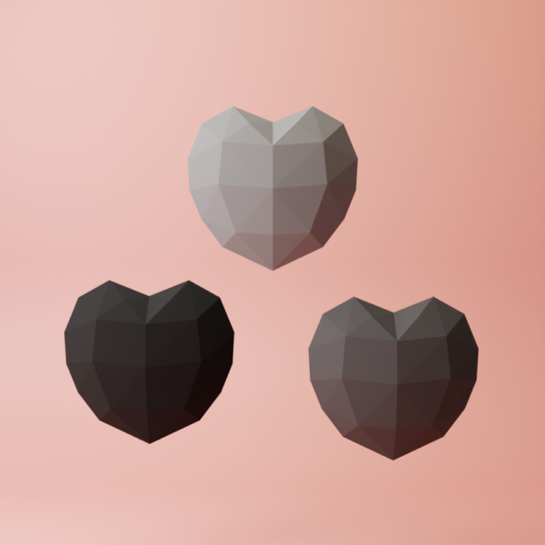 heart lowpoly papercraft template