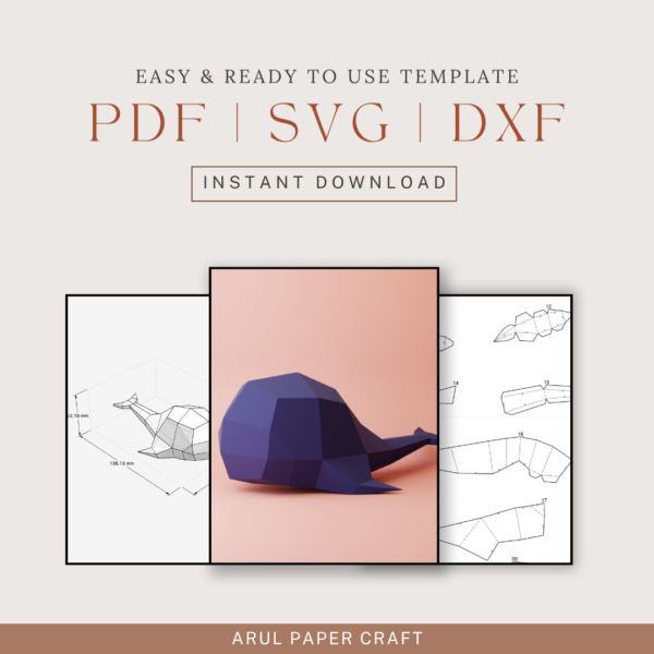 whale papercraft template DIY