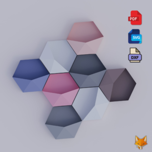 3d Hexagon wall decor Papercraft low poly DIY Model Template In Pdf, Dxf And Svg Format | Wall Decoration | DIY Project | Original Gift