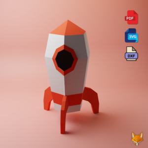3d Rocket ship LOW POLY DIY Model Template In Pdf, Dxf And Svg Format , Create Your Own Stunning Rocket ship, Kids Crafting Activities