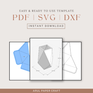 3d Easy Flower Pot DIY Model in Pdf, Dxf Format, Kids Crafting Activities, Paper Models, Low poly flower pot template home decor