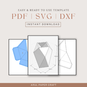 3d Easy Flower Pot DIY Model in Pdf, Dxf Format, Kids Crafting Activities, Paper Models, Low poly flower pot template home decor