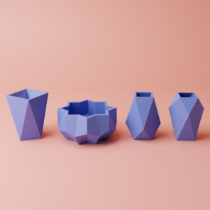 3d Flower Pot Collection DIY Model in Pdf, Dxf Format, Kids Crafting Activities, Paper Models, Low poly flower pot templates home decor