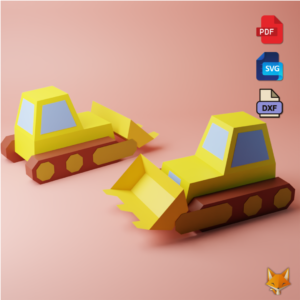 3d Loader jcb Vehicle Papercraft LOW POLY DIY Model Template In Pdf, Dxf And Svg Format