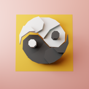 3D Papercraft YinYang Table decor Low Poly DIY model in pdf, dxf & svg format