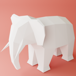 3d Elephant papercraft DIY Model in Pdf, Dxf Format, Kids Crafting Activities, Paper Models, Low poly Elephant template home decor
