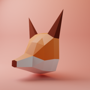 Fox Face Papercraft Template, Low Poly 3D Model (PDF, SVG, DXF)