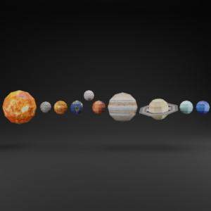 Low Poly Solar System Paper Model: DIY Kids Science Project (pdf, dxf, svg, png)