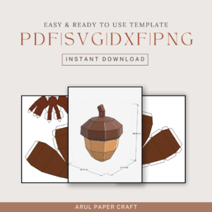 Acorn Papercraft Template for Kids | Easy DIY Printable [pdf, dxf, svg, png]