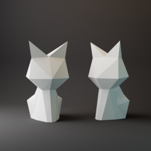Low Poly Cat Papercraft Template – 3D Geometric Animal Sculpture (PDF, SVG, DXF)