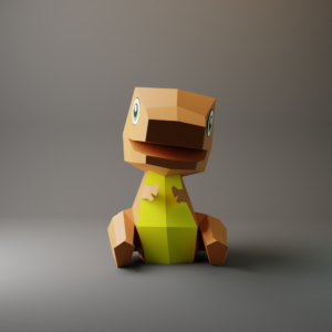 Low Poly Dinosaur Papercraft Template – 3D Animal Sculpture (pdf, dxf, svg, png)