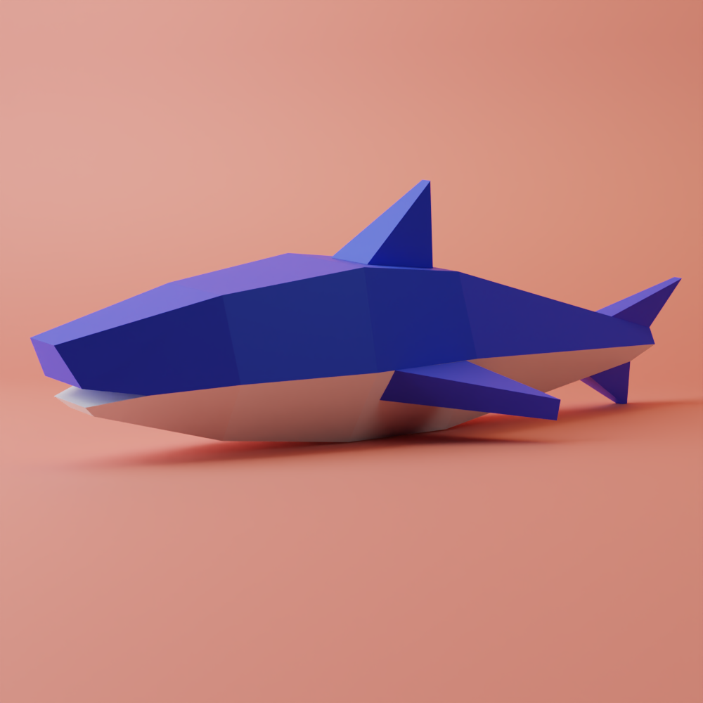 3D geometric shark papercraft model made using a printable template