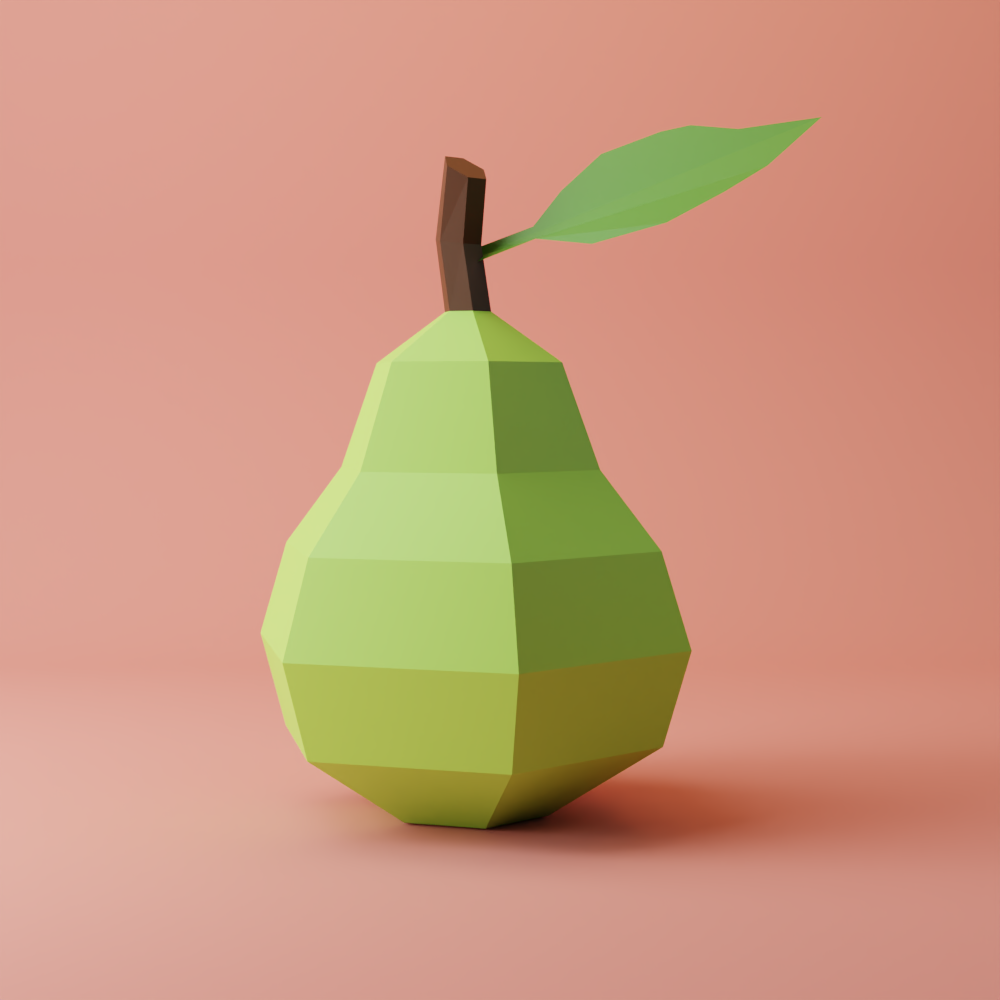 3D low poly pear fruit papercraft model