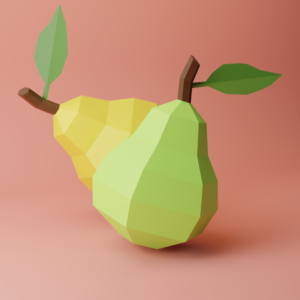 3D Pear Papercraft Template | Printable Low Poly Fruit