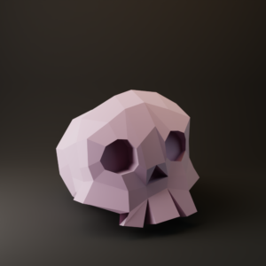 3D Skull Papercraft Template – DIY Low Poly Skull for Halloween
