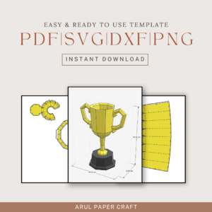 3D Paper Trophy Template | Printable DIY Papercraft